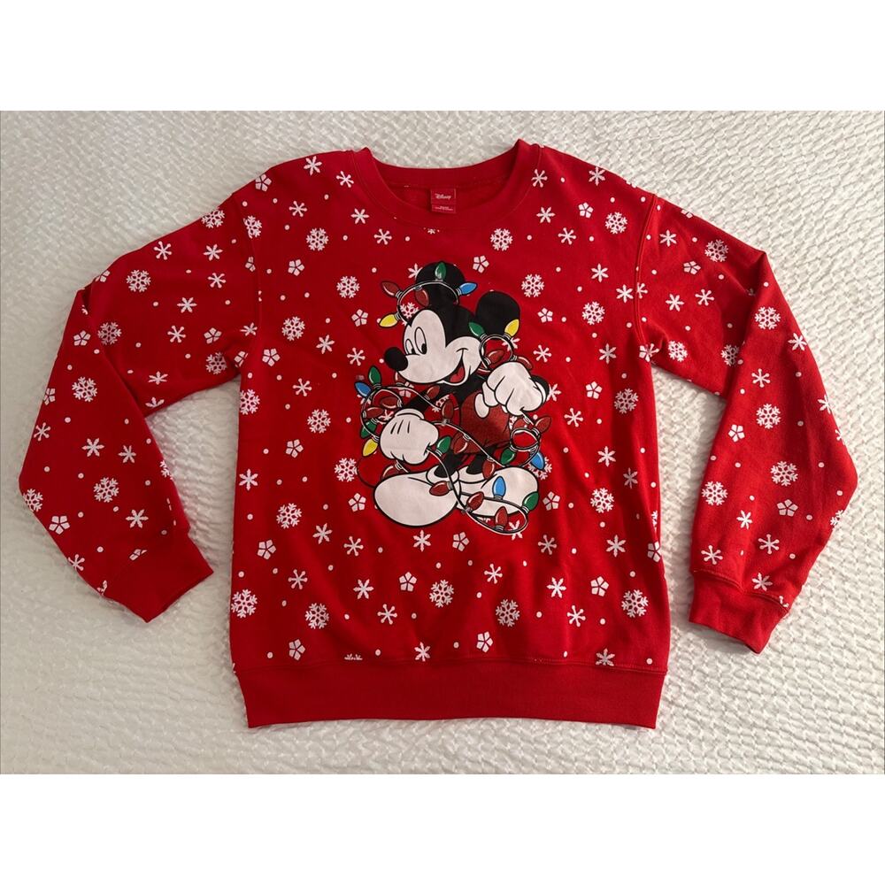 Disney Mickey Mouse Working LED Blinking‎ Christmas Sweatshirt Size XS Holiday